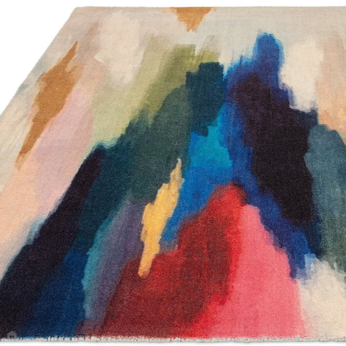 Vision Pigment Modern Abstract Hand-Woven Printed Wool Flat-Pile Multicolour Rug