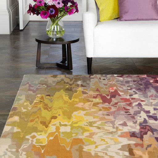 Vision Stipple Modern Abstract Hand-Woven Printed Wool Flat-Pile Multicolour Rug