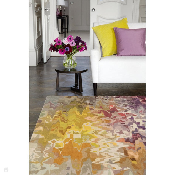 Vision Stipple Modern Abstract Hand-Woven Printed Wool Flat-Pile Multicolour Rug