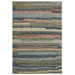 Vista Modern Plain Abstract Stripe Hand-Woven Ribbed Textured Wool Blue/Green/Rust/Multicolour Rug