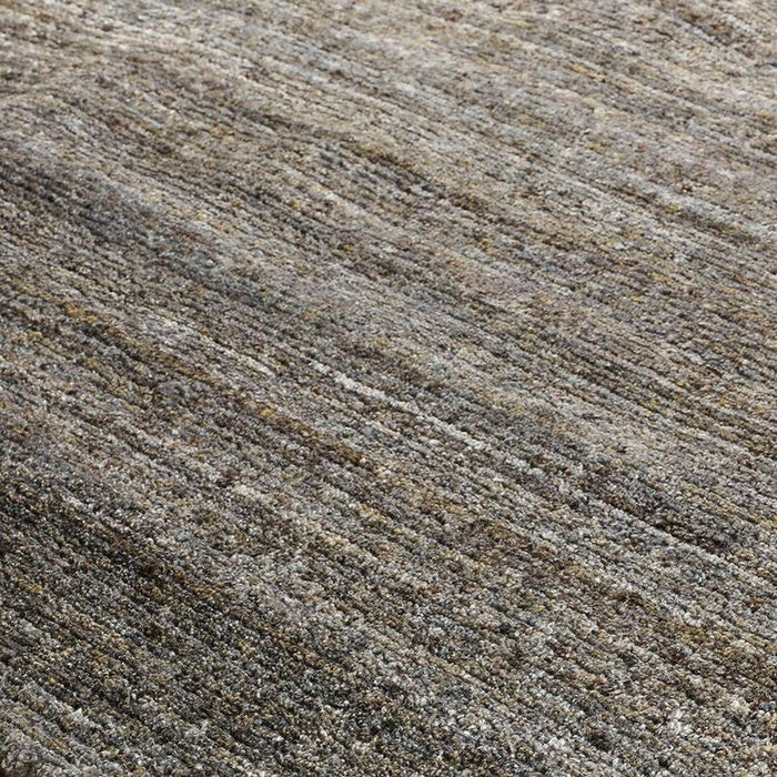 Vista Modern Plain Hand-Woven Ribbed Textured Wool Grey Rug