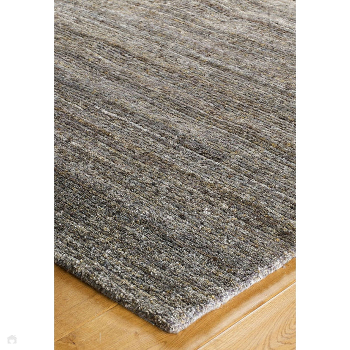 Vista Modern Plain Hand-Woven Ribbed Textured Wool Grey Rug