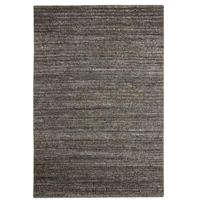 Vista Modern Plain Hand-Woven Ribbed Textured Wool Grey Rug