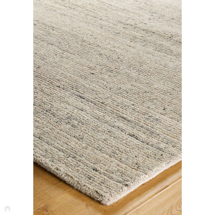 Vista Modern Plain Hand-Woven Ribbed Textured Wool Natural Cream Rug