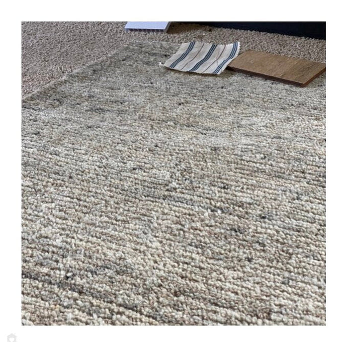 Vista Modern Plain Hand-Woven Ribbed Textured Wool Natural Cream Rug