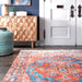 Vivid Orange Patterned Area Rug 160cm for Living Room