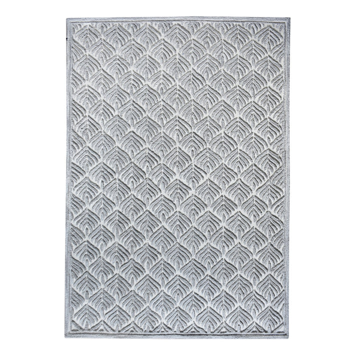 Votice Hand-Woven Wool Area Rug in White and Grey