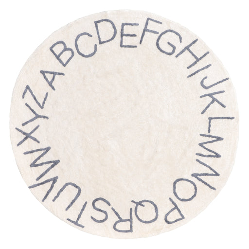 Washable Alphabet Area Rug for Nursery in Grey