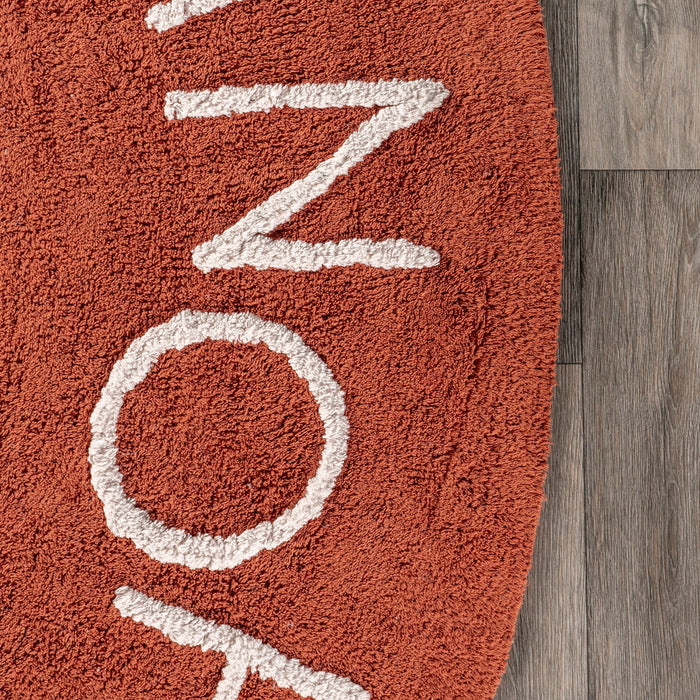 Washable Alphabet Nursery Rug in Rust 120x180 cm