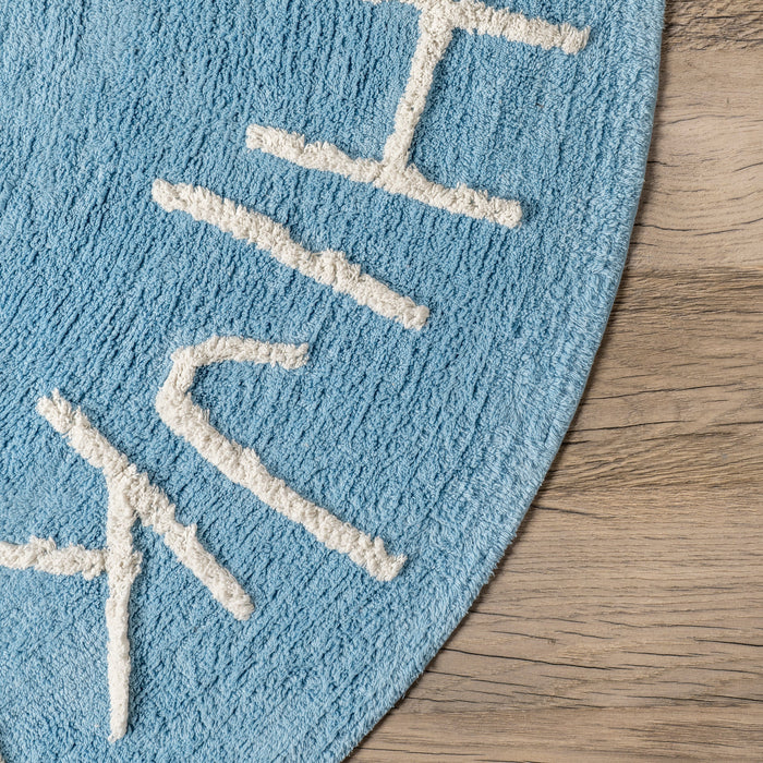 Washable Alphabet Rug for Nursery Light Blue 120 x 160 cm