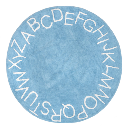 Washable Alphabet Rug for Nursery Light Blue 120 x 160 cm