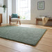 Washable Bali 950 Modern Plain Shaggy Green Rug