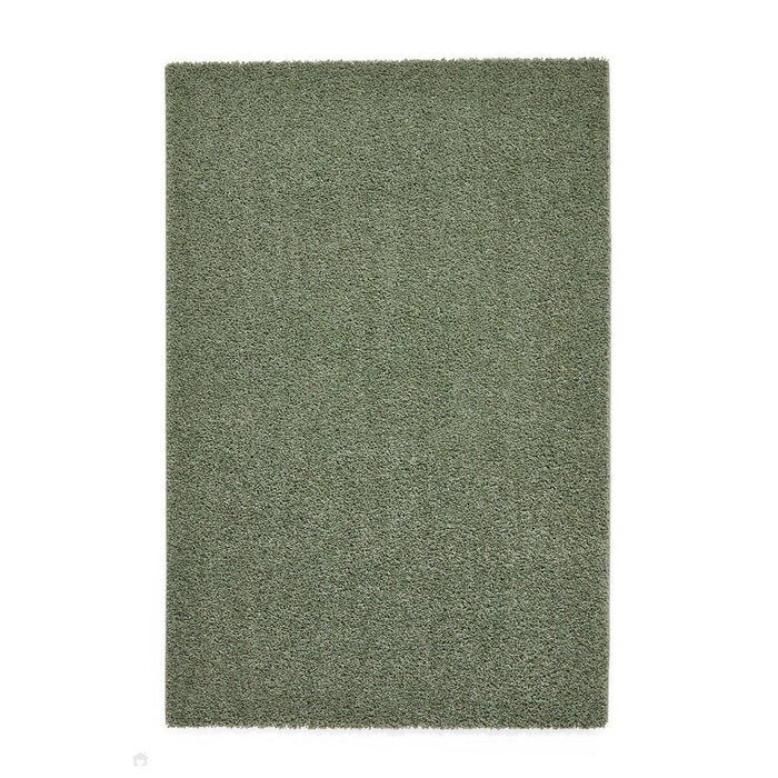 Washable Bali 950 Modern Plain Shaggy Green Rug