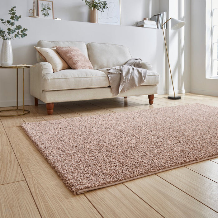 Washable Bali 950 Modern Plain Shaggy Rose Rug