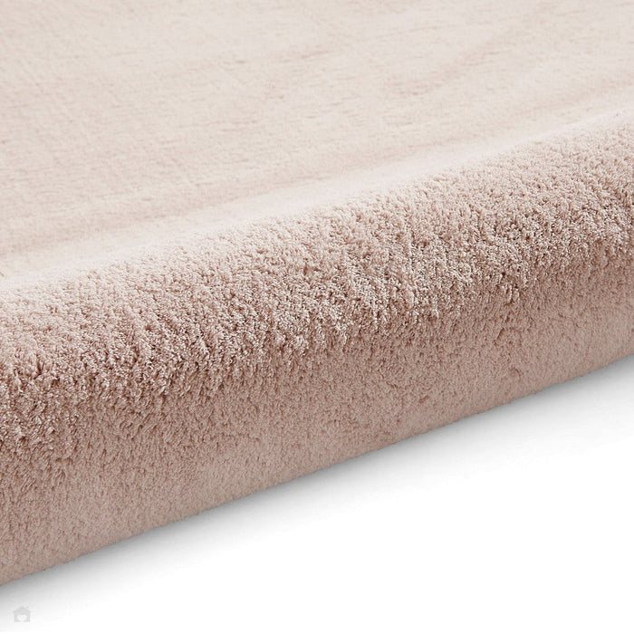 Washable Bay Modern Plain Sleek Low Profile Smooth Textured Super-Soft Polyester Shaggy Blush Rug