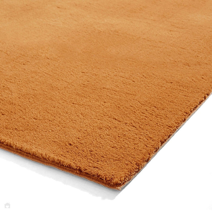 Washable Bay Modern Plain Sleek Low Profile Smooth Textured Super-Soft Polyester Shaggy Camel Rug