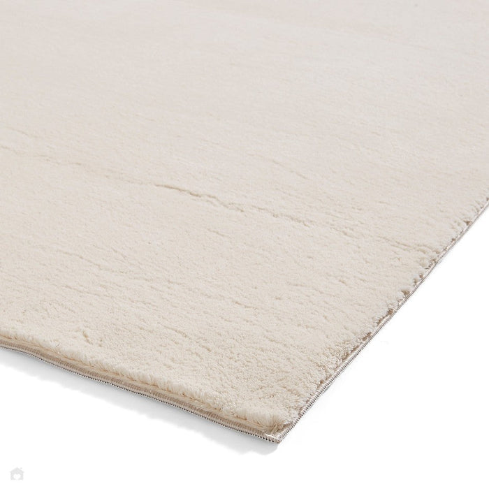 Washable Bay Modern Plain Sleek Low Profile Smooth Textured Super-Soft Polyester Shaggy Cream Rug