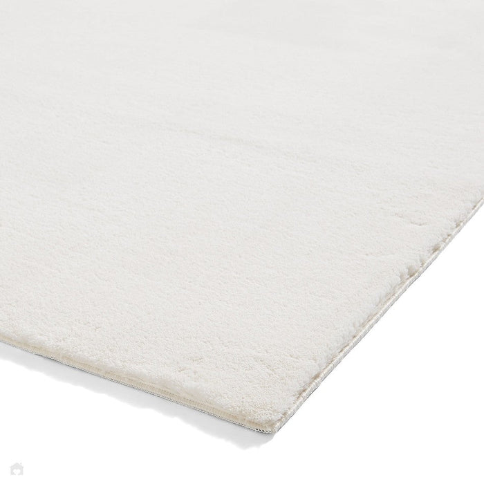 Washable Bay Modern Plain Sleek Low Profile Smooth Textured Super-Soft Polyester Shaggy Ivory Rug