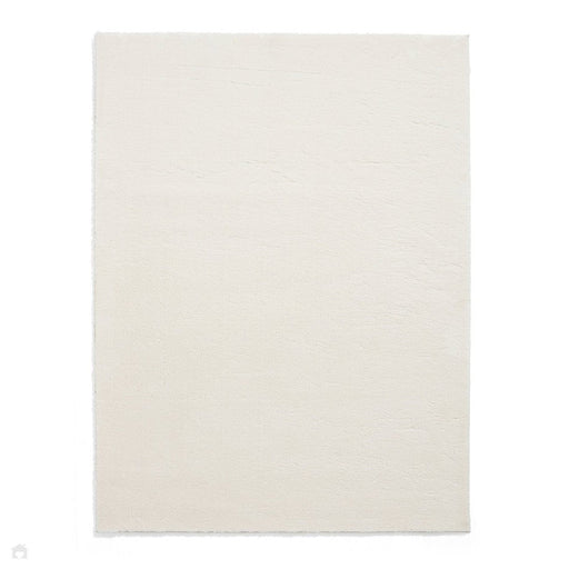 Washable Bay Modern Plain Sleek Low Profile Smooth Textured Super-Soft Polyester Shaggy Ivory Rug