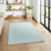 Washable Bay Modern Plain Sleek Low Profile Smooth Textured Super-Soft Polyester Shaggy Light Blue Rug