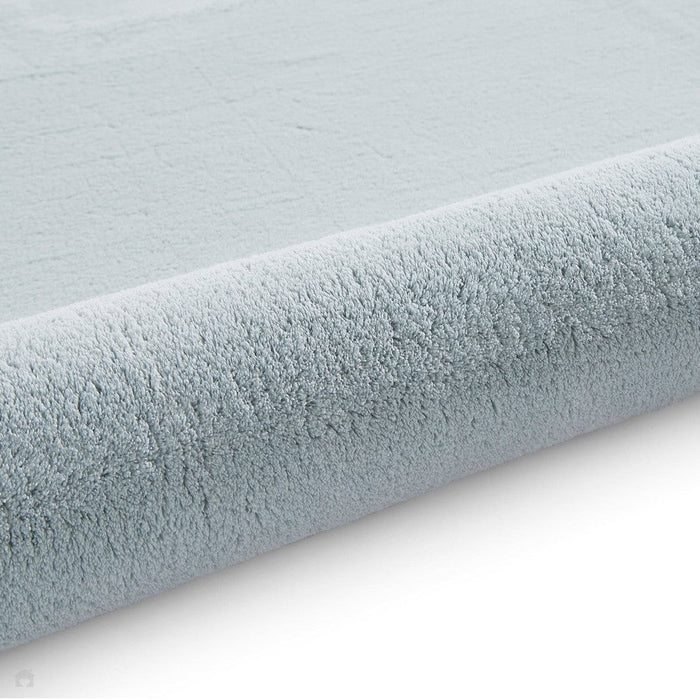 Washable Bay Modern Plain Sleek Low Profile Smooth Textured Super-Soft Polyester Shaggy Light Blue Rug