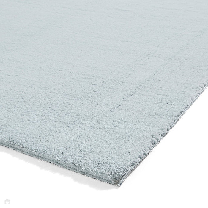 Washable Bay Modern Plain Sleek Low Profile Smooth Textured Super-Soft Polyester Shaggy Light Blue Rug