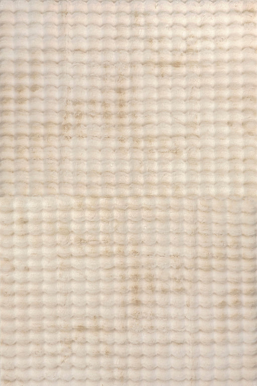 Washable Beige Checkered Plush Cloud Area Rug