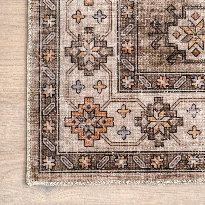 Washable Beige Distressed Area Rug 160x230 cm