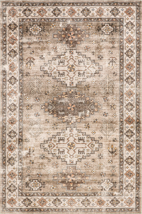 Washable Beige Distressed Area Rug 160x230 cm