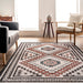 Washable Beige Medallion Area Rug for Home Decor