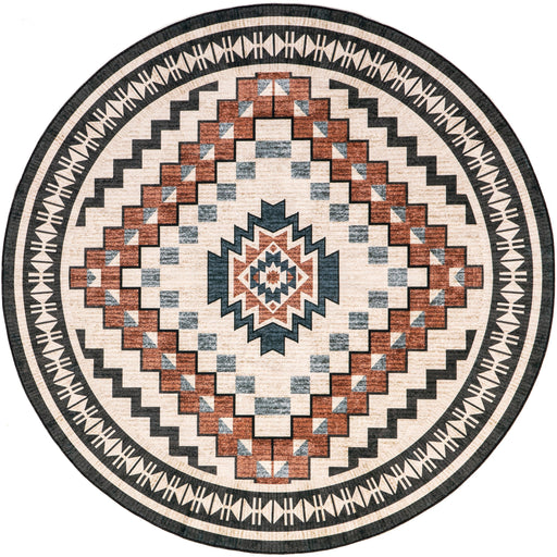 Washable Beige Medallion Area Rug for Home Decor