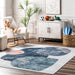 Washable Blue Abstract Area Rug for Home and Nursery