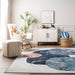 Washable Blue Abstract Area Rug for Home and Nursery