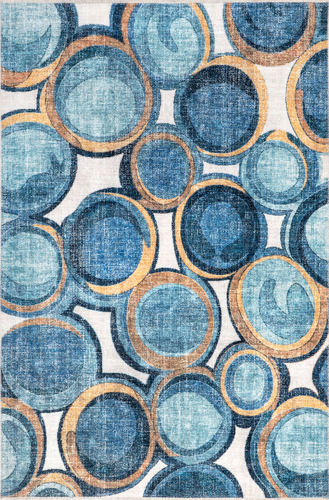 Washable Blue Bubbles Area Rug 120x180 cm