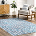 Washable Blue Crosshatch Area Rug 120x180 cm