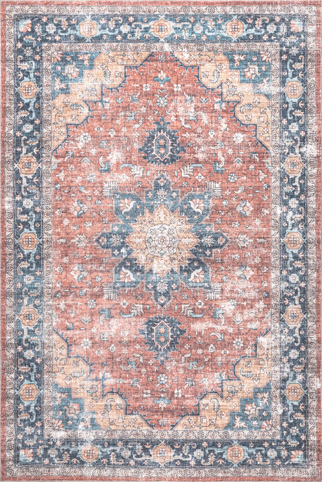 Washable Blue Distressed Area Rug 70x100 cm