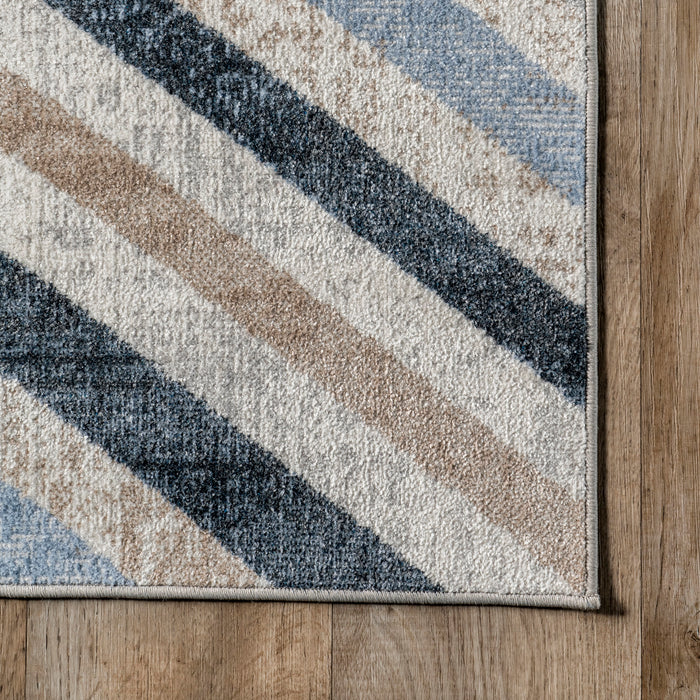 Washable Blue Distressed Area Rug 90x150 cm