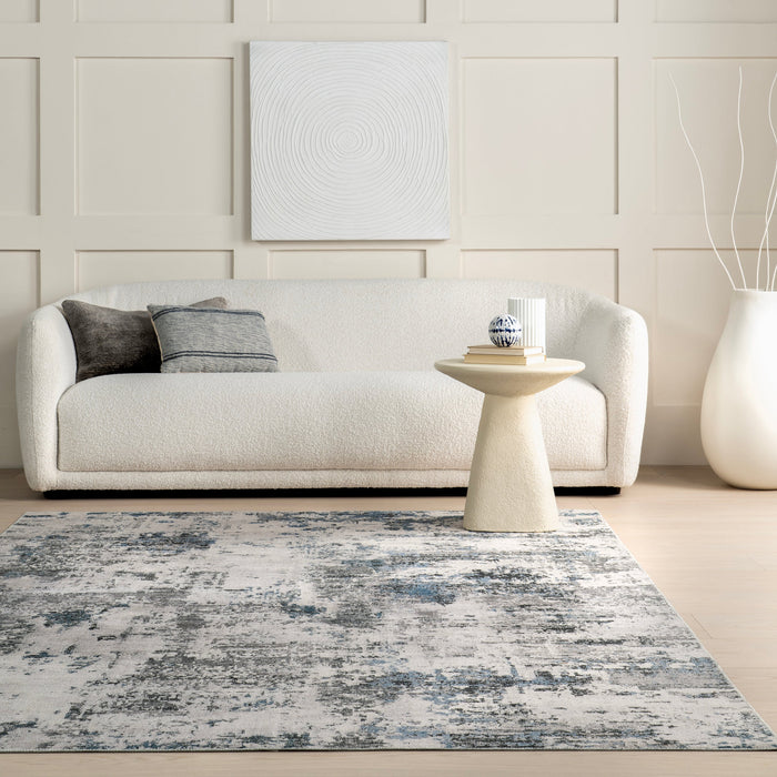 Washable Blue Grey Abstract Area Rug 140x200 cm