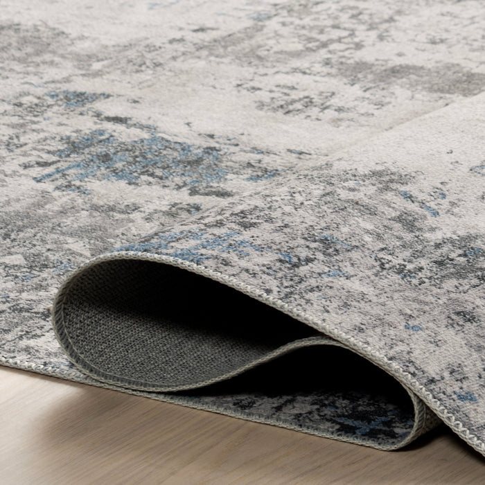 Washable Blue Grey Abstract Area Rug 140x200 cm