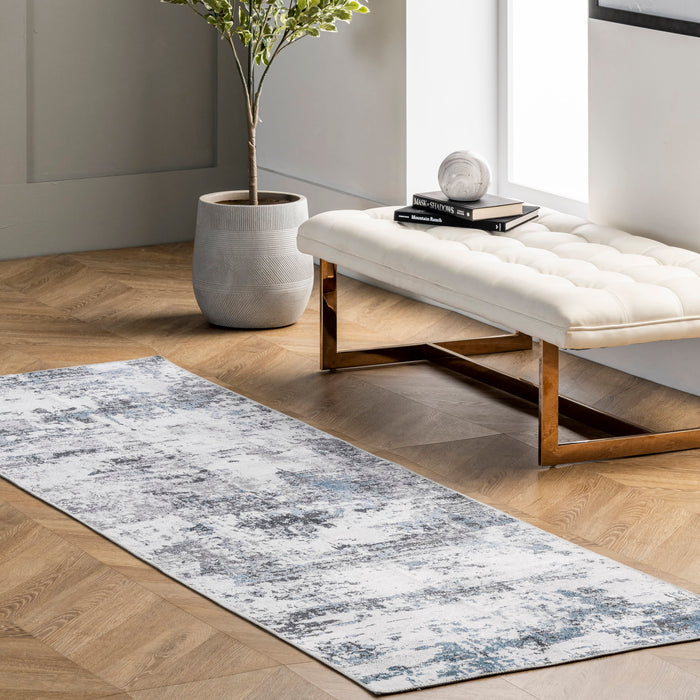 Washable Blue Grey Abstract Area Rug 160x230 cm