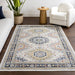 Washable Blue Medallion Area Rug for Home Decor