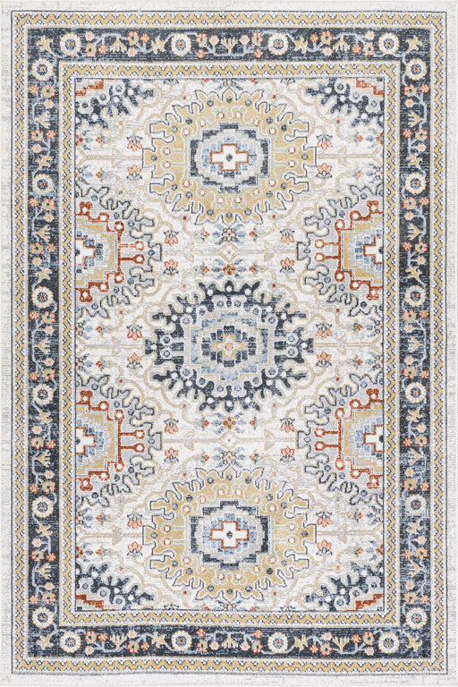 Washable Blue Medallion Area Rug for Home Decor