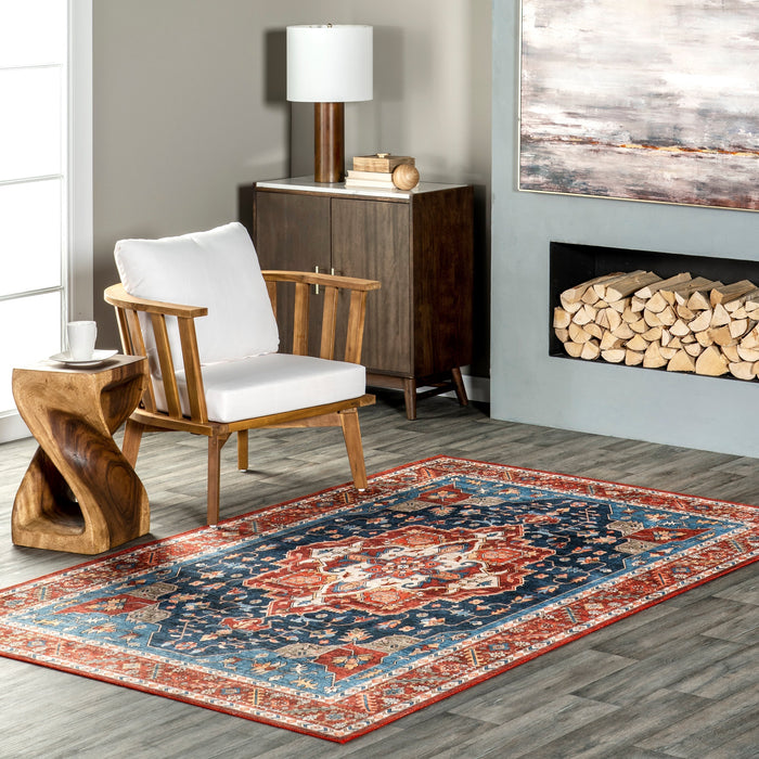 Washable Blue Rug With Spill Resistance for Homes