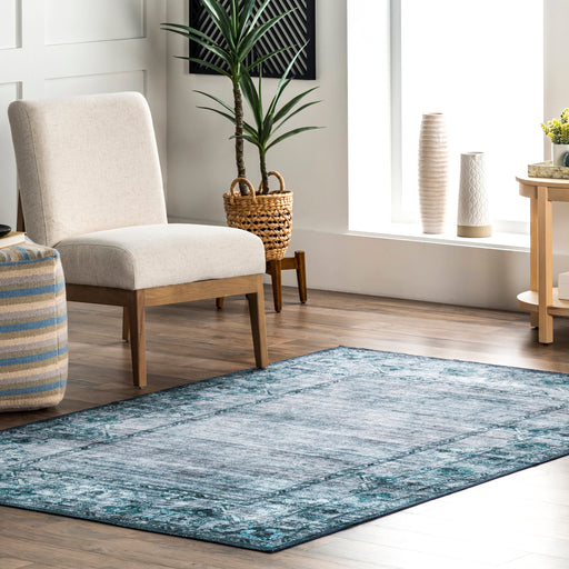 Washable Blue Rug for Busy Households and Pets