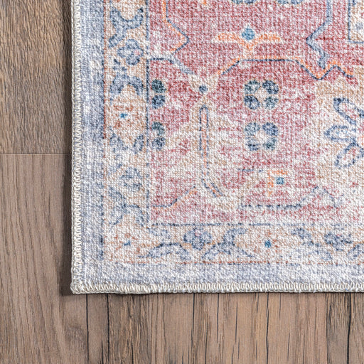 Washable Blue Vintage Rug For Busy Homes