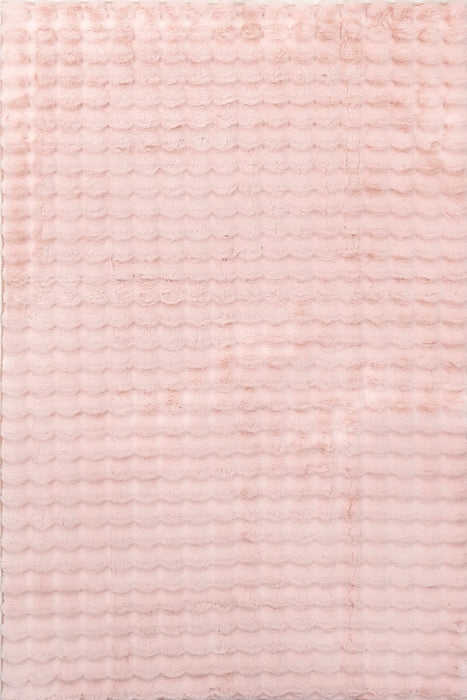 Washable Blush Checkered Plush Cloud Area Rug