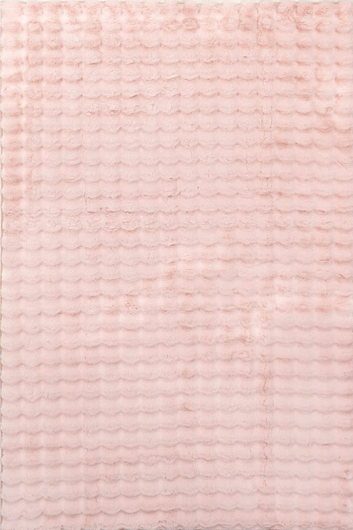 Washable Blush Checkered Plush Cloud Area Rug