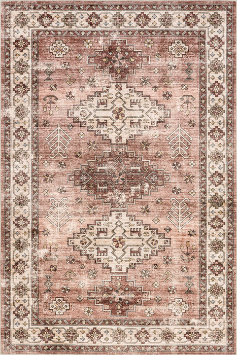 Washable Blush Geometric Distressed Area Rug 160x230 cm