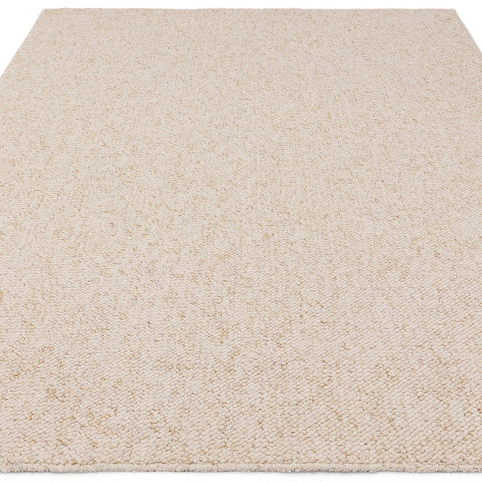 Washable Boden Modern Plain Bobble Textured Soft-Touch Polyester Flatweave Ivory Rug