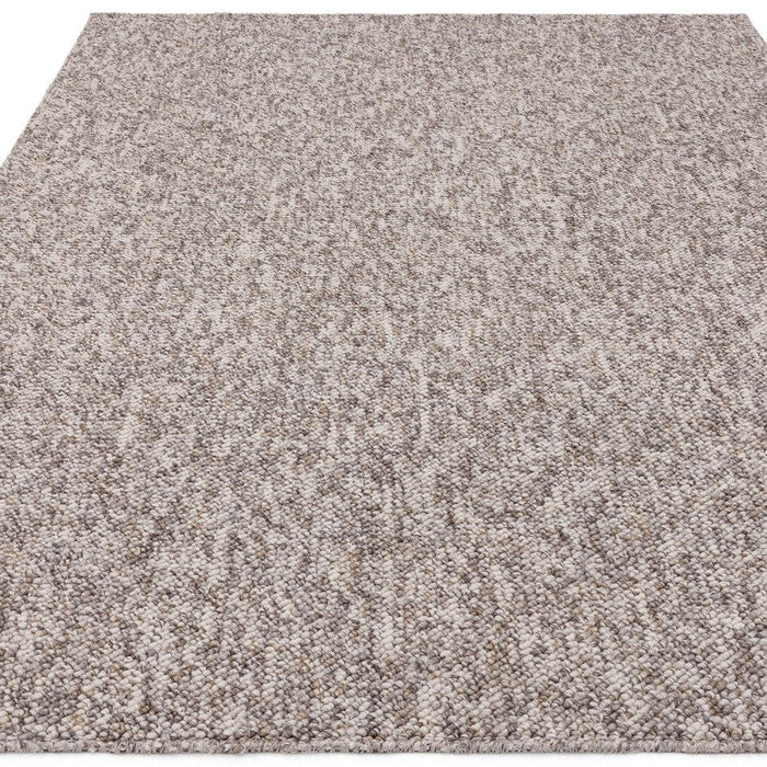 Washable Boden Modern Plain Bobble Textured Soft-Touch Polyester Flatweave Stone Grey Rug